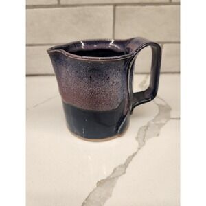 Vintage 1988 Bay Pottery‎ Virginia Blue Lavender Drip Glaze Creamer